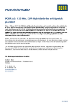 20170202 PORR AG 125 Mio EUR Hybridanleihe erfolgreich platziert DE